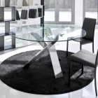Tavolo tondo di design d.160 piano in cristallo made in Italy Cristal Viadurini