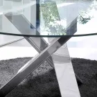 Tavolo tondo di design d.160 piano in cristallo made in Italy Cristal Viadurini
