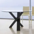 Tavolo tondo di design d.160 piano in cristallo made in Italy Cristal Viadurini