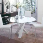Tavolo tondo di design d.160 piano in cristallo made in Italy Cristal Viadurini