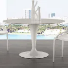 Tavolo tondo diametro 120 cm con piano in marmo carrara bianco Rimini Viadurini