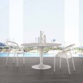 Tavolo tondo diametro 120 cm con piano in marmo carrara bianco Rimini