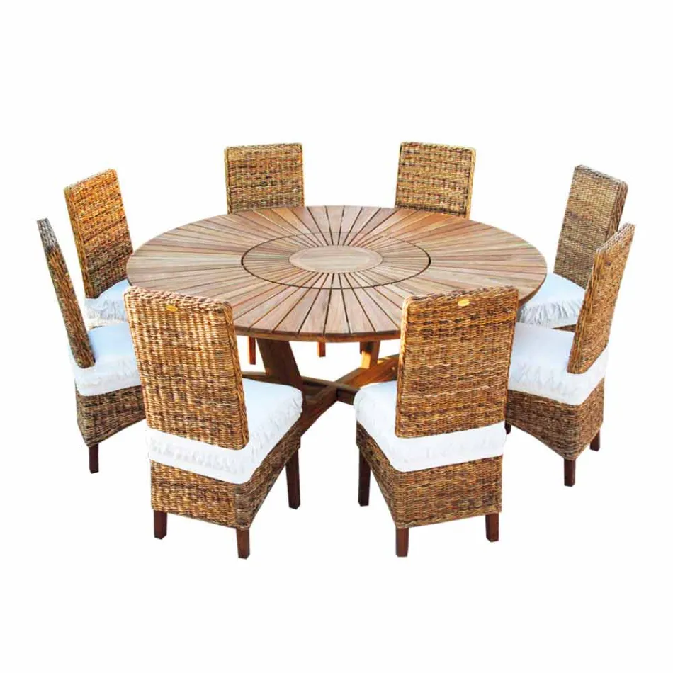 Tavolo tondo in teak e massello da esterno Real Table Viadurini