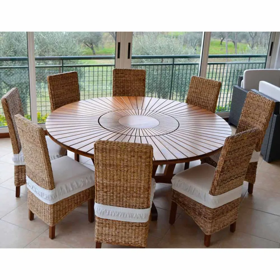 Tavolo tondo in teak e massello Real Table Viadurini