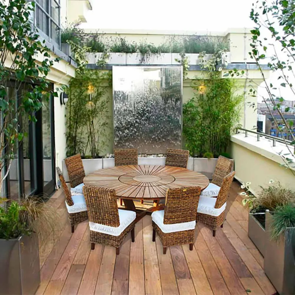 Tavolo tondo in teak e massello Real Table Viadurini