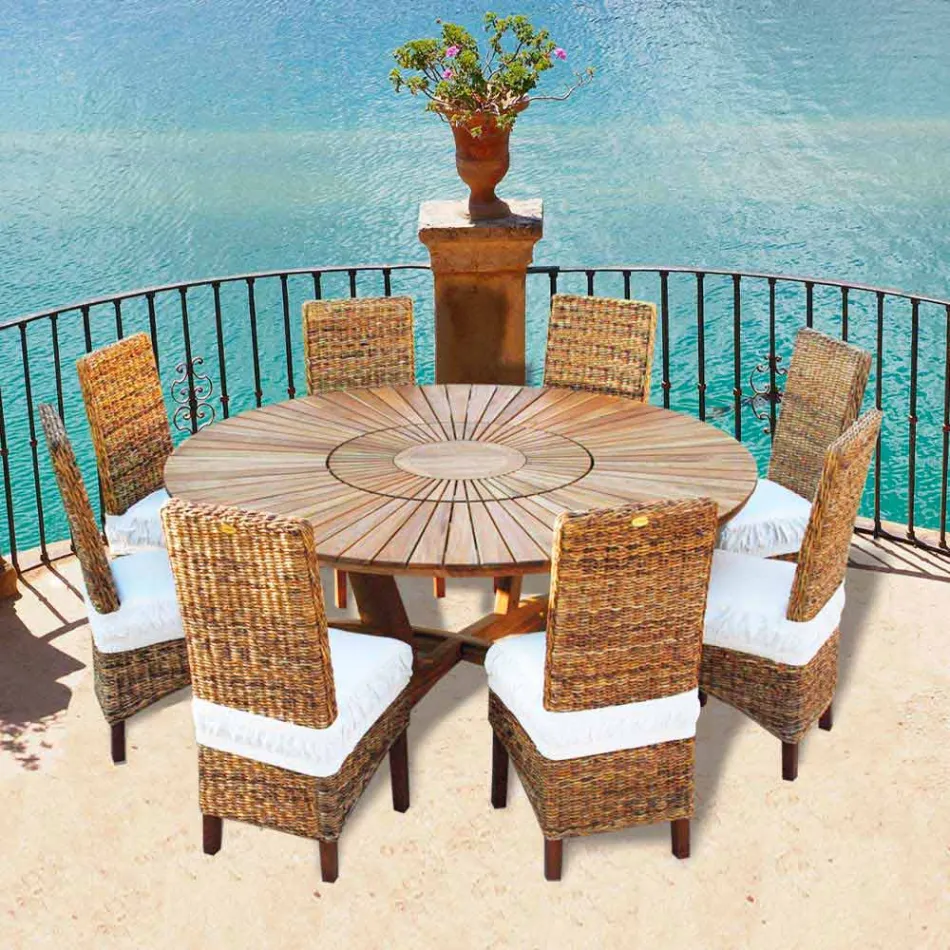 Tavolo tondo in teak e massello Real Table Viadurini