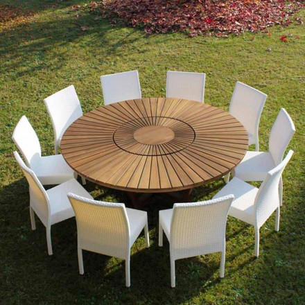 Tavolo tondo in teak e massello Real Table Viadurini