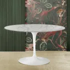 Tavolo Tulip Eero Saarinen H 73 con Piano Rotondo in Marmo di Carrara Statuarietto Viadurini