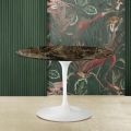 Tavolo Tulip Eero Saarinen H 74 con Piano Rotondo in Marmo Emperador Dark - Scarlet