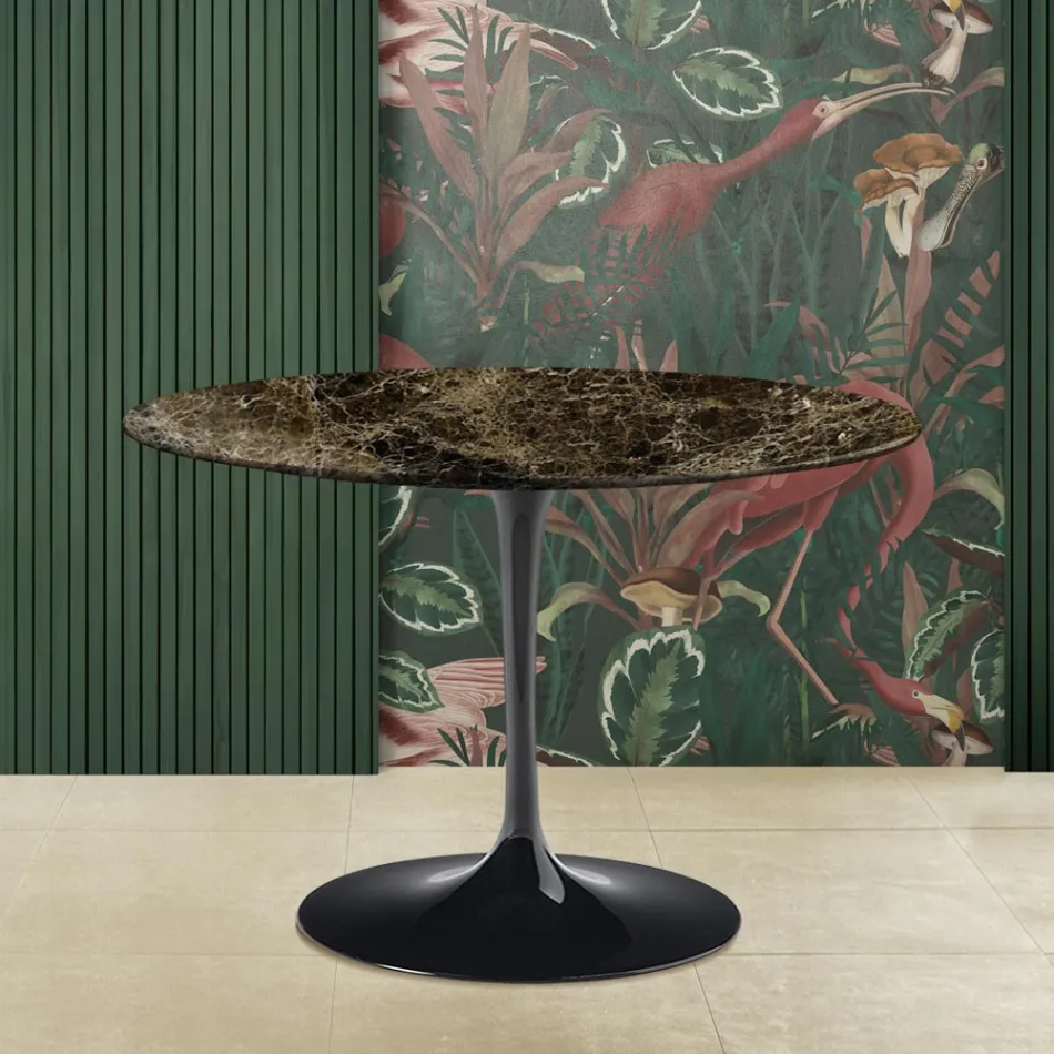 Tavolo Tulip Eero Saarinen H 73 con Piano Rotondo in Marmo Emperador Dark Viadurini