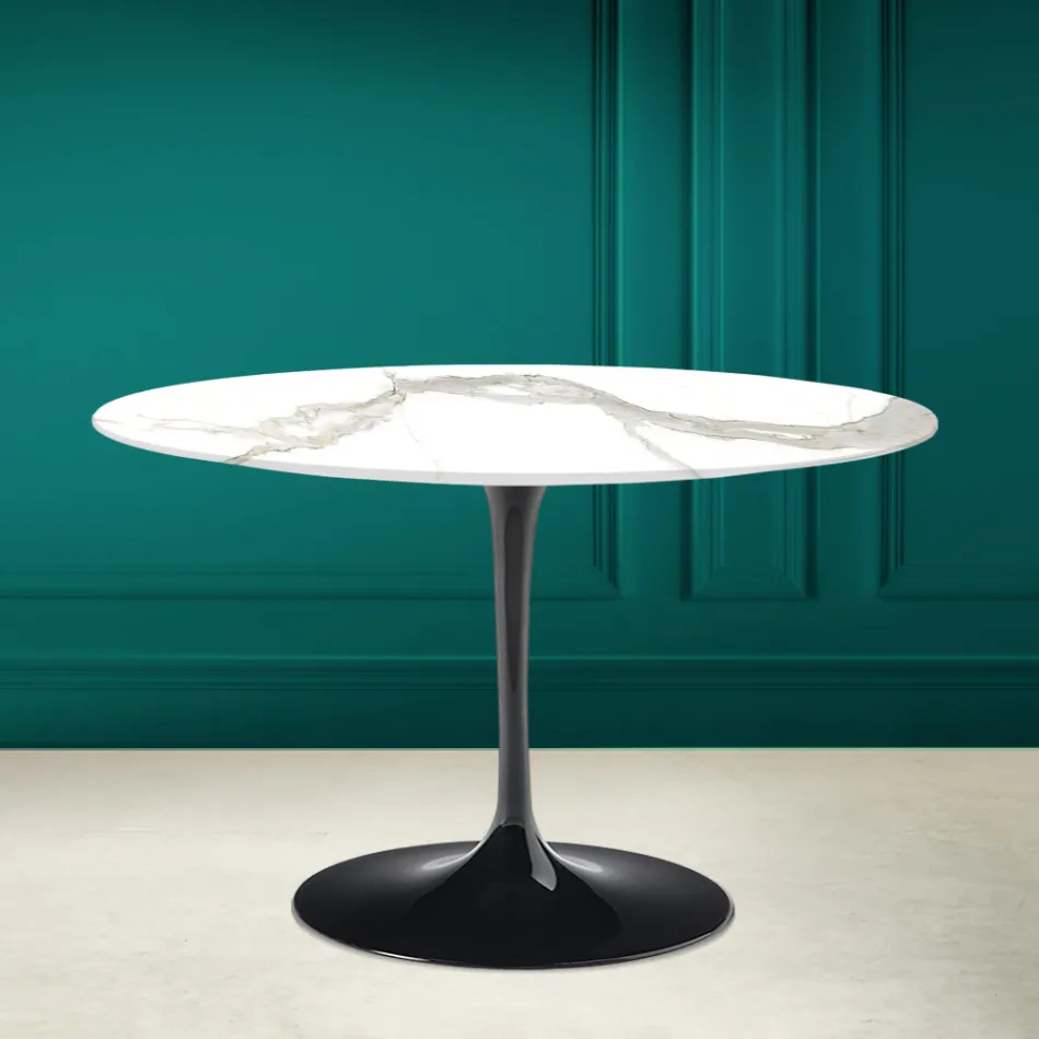 Tavolo Tulip Eero Saarinen H 73 in Calacatta Michelangelo Made in Italy - Scarlet Viadurini