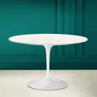 Tavolo Tulip Eero Saarinen H 73 in Ceramica Diamond Cream Made in Italy - Scarlet Viadurini