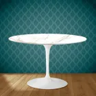 Tavolo Tulip Eero Saarinen H 73 in Ceramica Entzo Made in Italy - Scarlet Viadurini