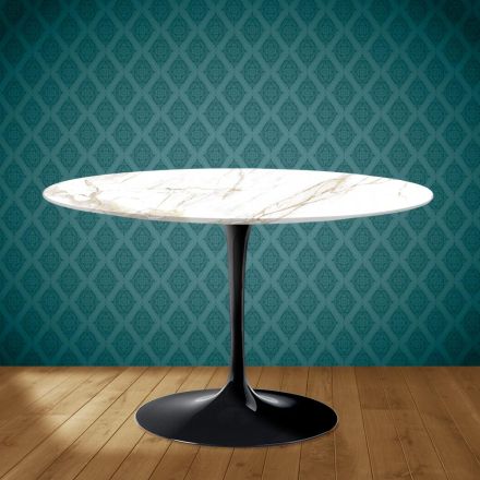 Tavolo Tulip Eero Saarinen H 73 in Ceramica Entzo Made in Italy - Scarlet Viadurini