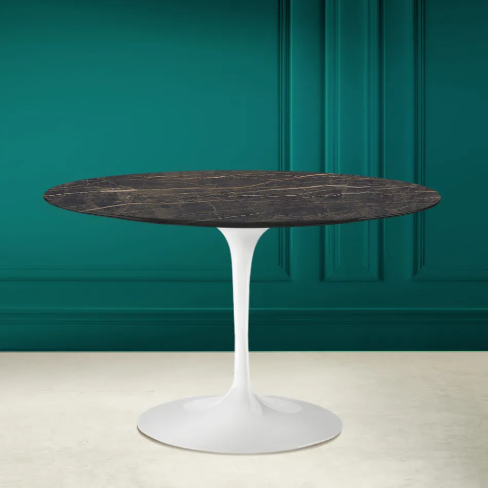 Tavolo Tulip Eero Saarinen H 73 in Ceramica Noir Desire Made in Italy - Scarlet Viadurini