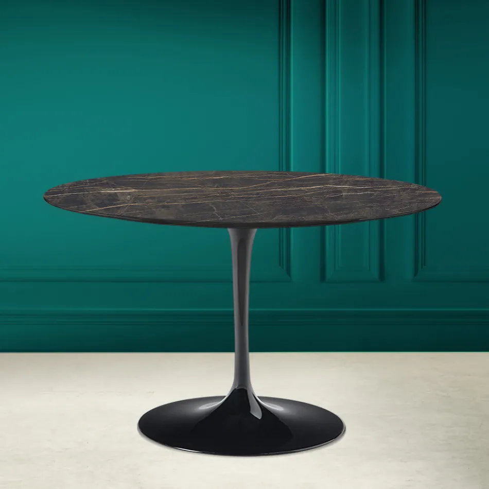 Tavolo Tulip Eero Saarinen H 73 in Ceramica Noir Desire Made in Italy - Scarlet Viadurini