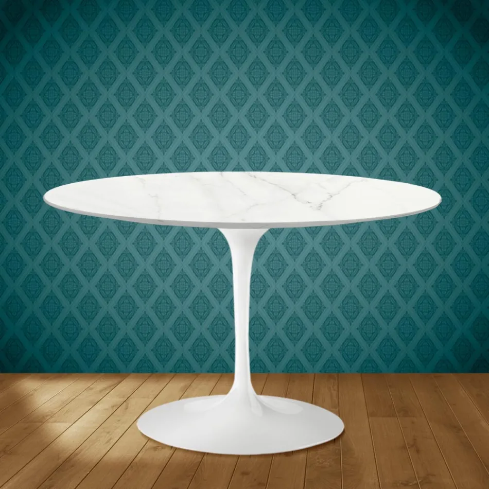 Tavolo Tulip Eero Saarinen H 73 in Ceramica Rem Made in Italy - Scarlet Viadurini