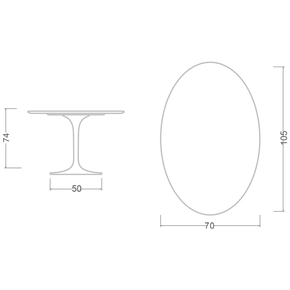 Tavolo Tulip Eero Saarinen H 73 Ovale in Ceramica Morpheus Made in Italy - Scarlet Viadurini