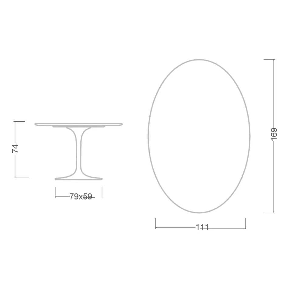 Tavolo Tulip Eero Saarinen H 73 Ovale in Ceramica Nero Assoluto Made in Italy - Scarlet Viadurini