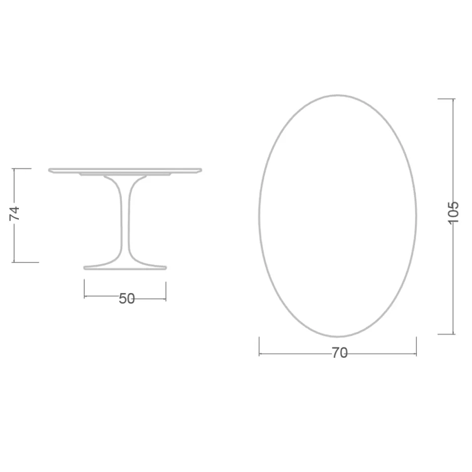 Tavolo Tulip Eero Saarinen H 73 Ovale in Ceramica Pietra Grey Made in Italy - Scarlet Viadurini