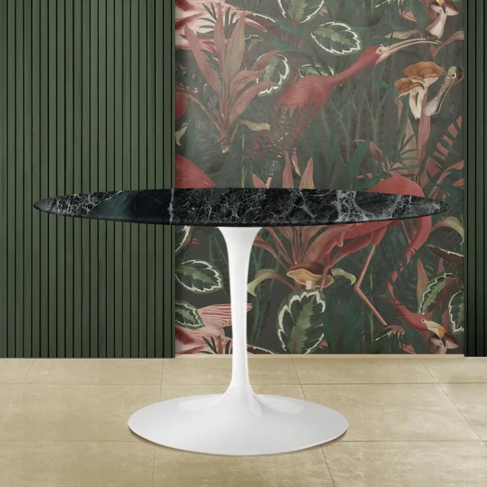 Tavolo Tulip Eero Saarinen H 73 Ovale in Marmo Verde Alpi Made in Italy - Scarlet Viadurini