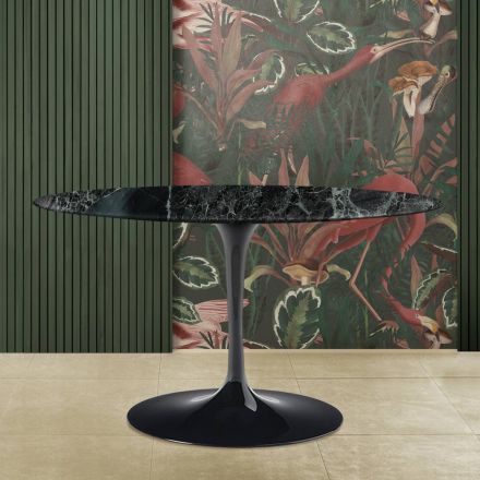 Tavolo Tulip Eero Saarinen H 73 Ovale in Marmo Verde Alpi Made in Italy - Scarlet Viadurini