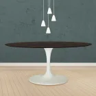 Tavolo Tulip Eero Saarinen H 73 Ovale in Rovere Tinto Moka Made in Italy - Scarlet Viadurini