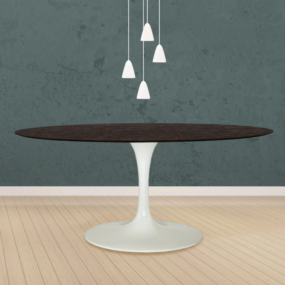 Tavolo Tulip Eero Saarinen H 73 Ovale in Rovere Tinto Moka Made in Italy - Scarlet Viadurini