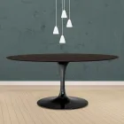 Tavolo Tulip Eero Saarinen H 73 Ovale in Rovere Tinto Moka Made in Italy - Scarlet Viadurini