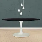 Tavolo Tulip Eero Saarinen H 73 Ovale in Rovere Tinto Nero Made in Italy - Scarlet Viadurini
