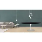 Tavolo Tulip Eero Saarinen H 73 Ovale in Rovere Tinto Nero Made in Italy - Scarlet Viadurini