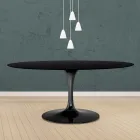 Tavolo Tulip Eero Saarinen H 73 Ovale in Rovere Tinto Nero Made in Italy - Scarlet Viadurini