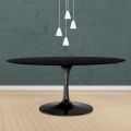 Tavolo Tulip Eero Saarinen H 74 Ovale in Rovere Tinto Nero Made in Italy - Scarlet