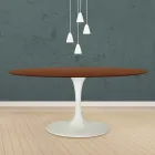Tavolo Tulip Eero Saarinen H 73 Ovale in Rovere Tinto Noce Scuro Made in Italy - Scarlet Viadurini