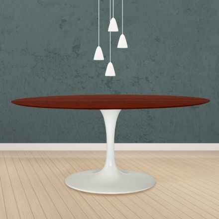 Tavolo Tulip Eero Saarinen H 73 Ovale in Rovere Tinto Palissandro Made in Italy - Scarlet Viadurini