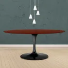 Tavolo Tulip Eero Saarinen H 73 Ovale in Rovere Tinto Palissandro Made in Italy - Scarlet Viadurini