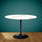 Tavolo Tulip Eero Saarinen H 73 Rotondo in Ceramica Entzo Made in Italy - Scarlet Viadurini