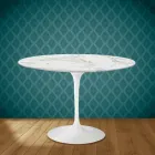 Tavolo Tulip Eero Saarinen H 73 Rotondo in Ceramica Morpheus Made in Italy - Scarlet Viadurini