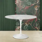 Tavolo Tulip Eero Saarinen H 73 Rotondo in Marmo Arabescato Made in Italy - Scarlet Viadurini
