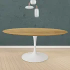 Tavolo Tulip Eero Saarinen H 73 Rotondo in Rovere Naturale Made in Italy - Scarlet Viadurini