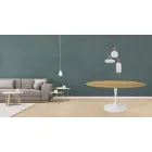 Tavolo Tulip Eero Saarinen H 73 Rotondo in Rovere Naturale Made in Italy - Scarlet Viadurini