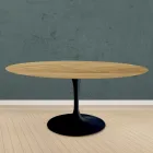 Tavolo Tulip Eero Saarinen H 73 Rotondo in Rovere Naturale Made in Italy - Scarlet Viadurini