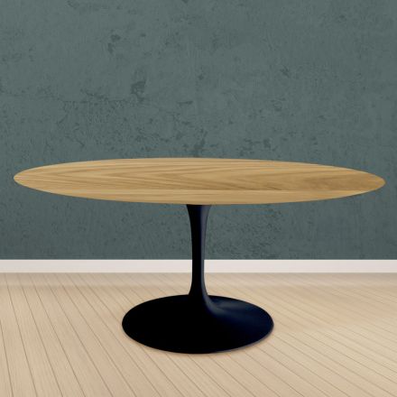 Tavolo Tulip Eero Saarinen H 73 Rotondo in Rovere Naturale Made in Italy - Scarlet Viadurini