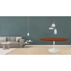 Tavolo Tulip Eero Saarinen H 73 Rotondo in Rovere Tinto Ciliegio Made in Italy - Scarlet Viadurini