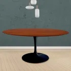 Tavolo Tulip Eero Saarinen H 73 Rotondo in Rovere Tinto Ciliegio Made in Italy - Scarlet Viadurini