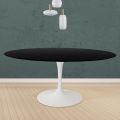 Tavolo Tulip Eero Saarinen H 74 Rotondo in Rovere Tinto Nero Made in Italy - Scarlet