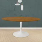 Tavolo Tulip Eero Saarinen H 73 Rotondo in Rovere Tinto Noce Chiaro Made in Italy - Scarlet Viadurini
