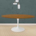 Tavolo Tulip Eero Saarinen H 74 Rotondo in Rovere Tinto Noce Chiaro Made in Italy - Scarlet