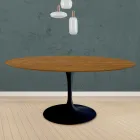 Tavolo Tulip Eero Saarinen H 73 Rotondo in Rovere Tinto Noce Chiaro Made in Italy - Scarlet Viadurini