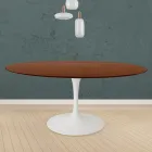 Tavolo Tulip Eero Saarinen H 73 Rotondo in Rovere Tinto Noce Scuro Made in Italy - Scarlet Viadurini
